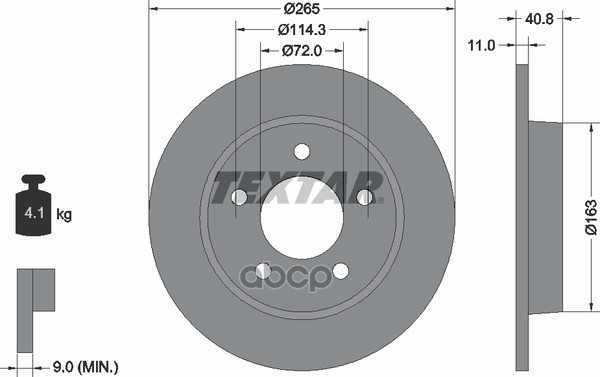 Диск тормозной задний стандартный MAZDA/MAZDA (CHANGAN) TEXTAR 92130500 Textar арт. 92130500