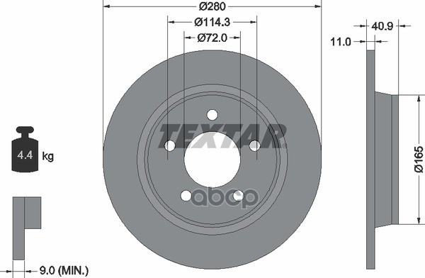 Диск тормозной задний стандартный MAZDA/MAZDA (CHANGAN) TEXTAR 92130600 Textar арт. 92130600