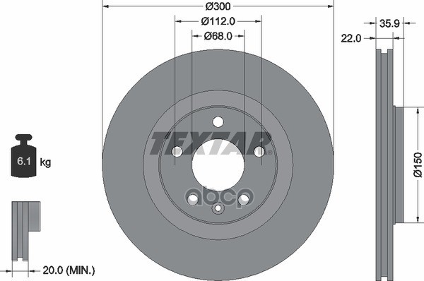 Диск Тормозной С Покрытием Pro | Зад Прав/Лев | Textar арт. 92137103