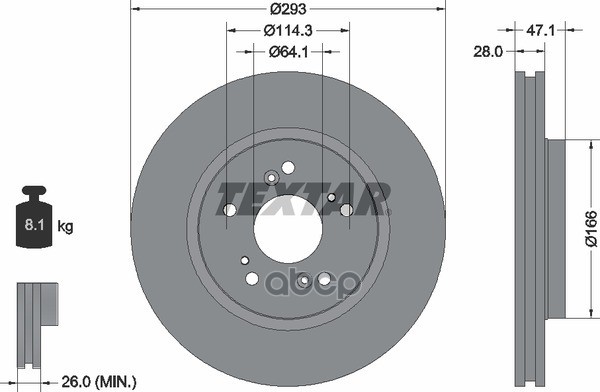 Диск тормозной передний с покрытием PRO HONDA CR-V III/IV 06-> / Crosstour 09-> TEXTAR 92184803 Textar арт. 92184803