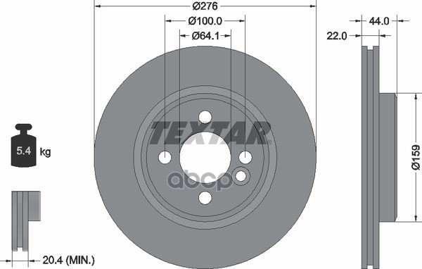 Диск Тормозной Pro Mini (R50  R53)  Mini Cabriolet (R52) Передн. Textar арт. 92262403