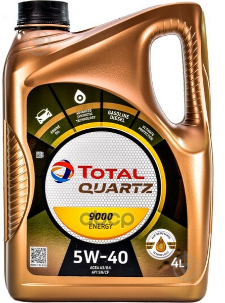 TotalEnergies Масло моторное синтетическое Quartz 9000 Energy 5W40 SN/CF, A3/B4 4л