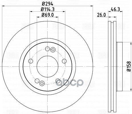 Диск торм. Hyundai Santa Fe (00-) перед. d=294 (DF 084507) Trialli арт. DF084507