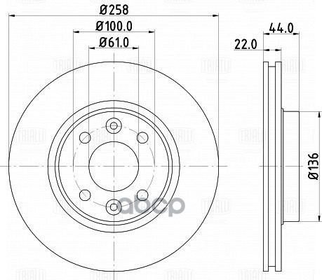 Диск торм. Renault Logan II (13-),Sandero II (14-),Clio IV (12-) перед. d258 DF 095116 Trialli арт. DF095116