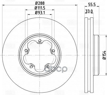 Диск торм. Ford Transit (13-) перед. d=288 (DF 105107) Trialli арт. DF105107