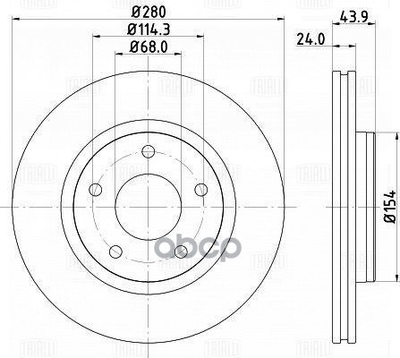 Диск торм. Nissan Juke (10-) перед. d=280 (окраш.) (DF 140108) Trialli арт. DF140108