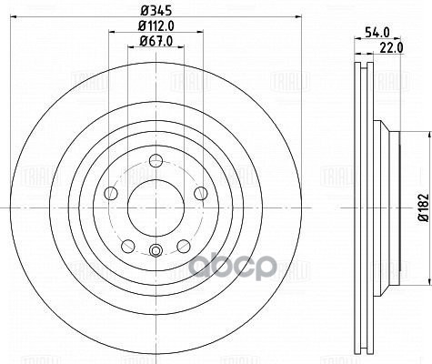 Диск торм. Mercedes GLE (W166) (15-)/M (W166) (11-) зад. d=345 (DF 155110) Trialli арт. DF155110