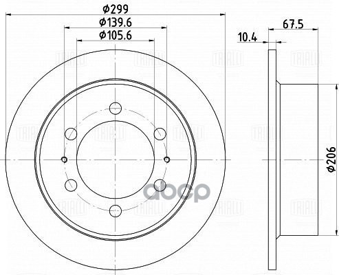Диск торм. SsangYong Korando (95-)/Musso (93-)/Rexton (02-) зад. d=299 (DF 170105) Trialli арт. DF170105