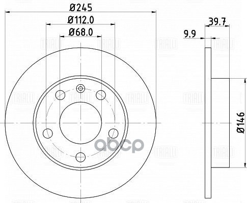 Диск торм. Audi A4 (00-)/(04-) зад. d=245 (DF 180132) Trialli арт. DF180132