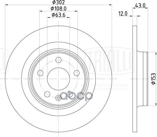 Диск торм. Volvo XC60 (17-)/S60 (19-)/V90 (16-) зад. d=302 (окраш.) (DF 190445) Trialli арт. DF190445