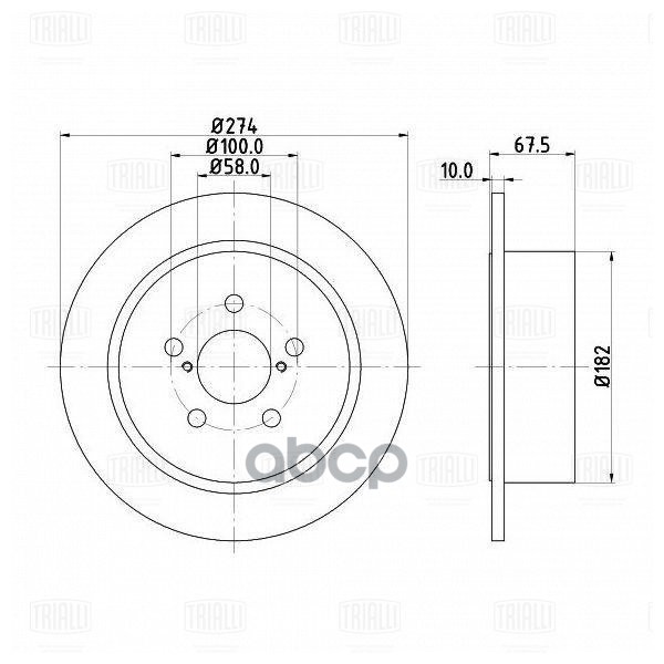 Диск торм. Subaru Legacy IV (03-)/Outback (03-) зад. d=274 (DF 220109) Trialli арт. DF220109