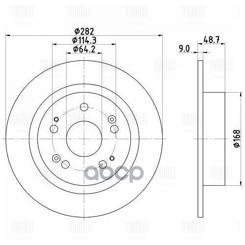 Диск торм. Honda Accord (08-) зад. d=282 (DF 230106) Trialli арт. DF230106