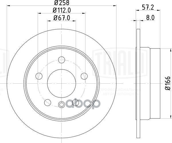 Диск торм. для а/м Mercedes A (W169)/B (W245) (04-) зад. d=258 (DF 250122) Trialli арт. df-250122