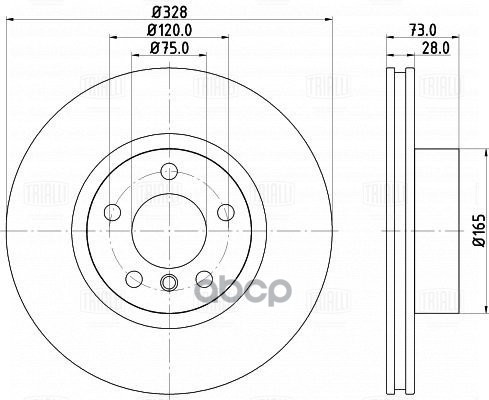 Диск торм. BMW X3 (F25) (10-)/X4 (F26) (11-) перед. d=328 (DF 263917) Trialli арт. DF263917