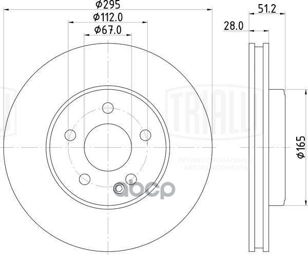 Диск торм. Mercedes A (W176) (12-)/CLA (C117) (13-) перед. d=295 (окраш.) (DF 265314) Trialli арт. DF265314