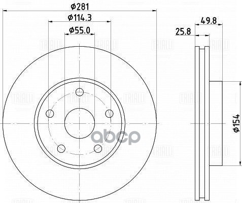 Диск торм. Geely Emgrand EC7 (07-) перед. d=281 (DF 270053) Trialli арт. DF270053