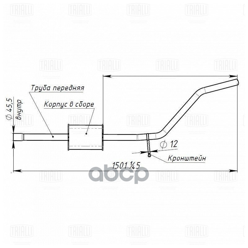 Глушитель для а/м Renault Sandero (07-) доп. (резонатор) (алюм. сталь) TRIALLI EAM 0906 Trialli арт. EAM 0906