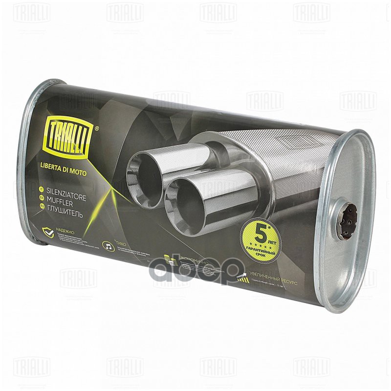 Глушитель Универс. (Овальный) 131Х221, L=445, D=42 (Алюм. Сталь) (Emm 3601) Trialli арт. EMM3601