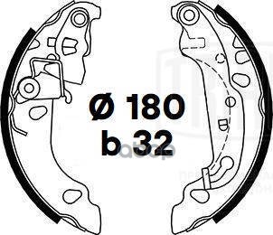 Колодки торм. для а/м Ford Fiesta V (02-)/Fiesta VI (08-) барабан. 180x32 (GF 4475) Trialli арт. GF4475