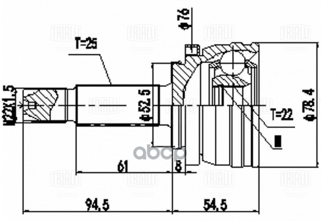 ШРУС для а/м Hyundai Solaris II (17-)/Kia Rio (17-) 1.4i/1.6i (наруж.) TRIALLI GO 0824 Trialli арт. GO 0824