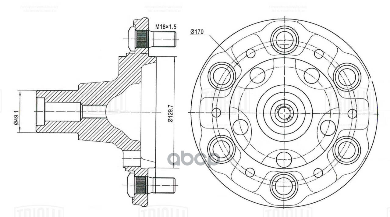 Ступица для а/м ГАЗель Next (13-) (перед.) (MR 0308) Trialli арт. mr-0308