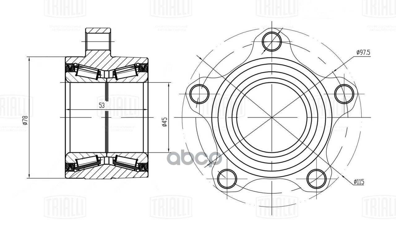 Ступица Ford Transit (00-) (перед. с подшип.) (MR 1008) Trialli арт. MR1008