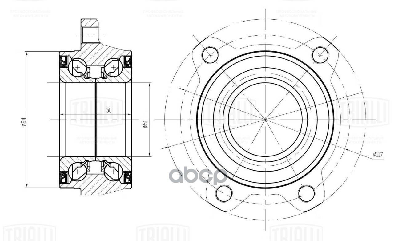 Ступица VW Touareg (10-) (перед./задн. с подшип) (MR 1810) Trialli арт. MR1810