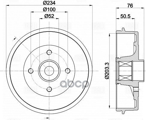 Барабан торм. Renault Logan (04-) с подшипником (а/м с ABS) d=203 (TF 051336) Trialli арт. TF051336