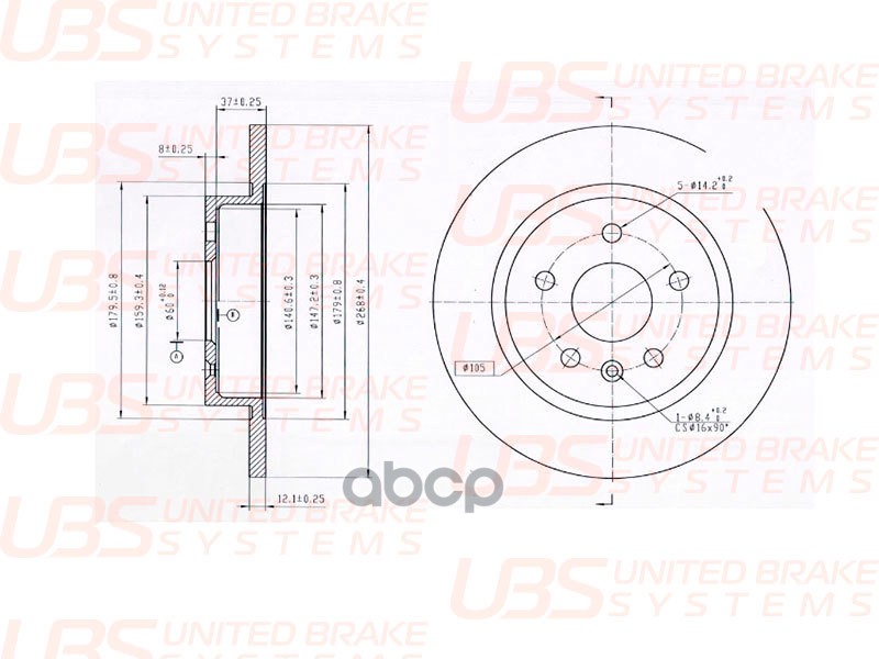 Тормозной Диск Для Chevrolet Cruze/Opel Astra J R15 09- Задний Не Вент., 1Шт. UBS арт. B2204002