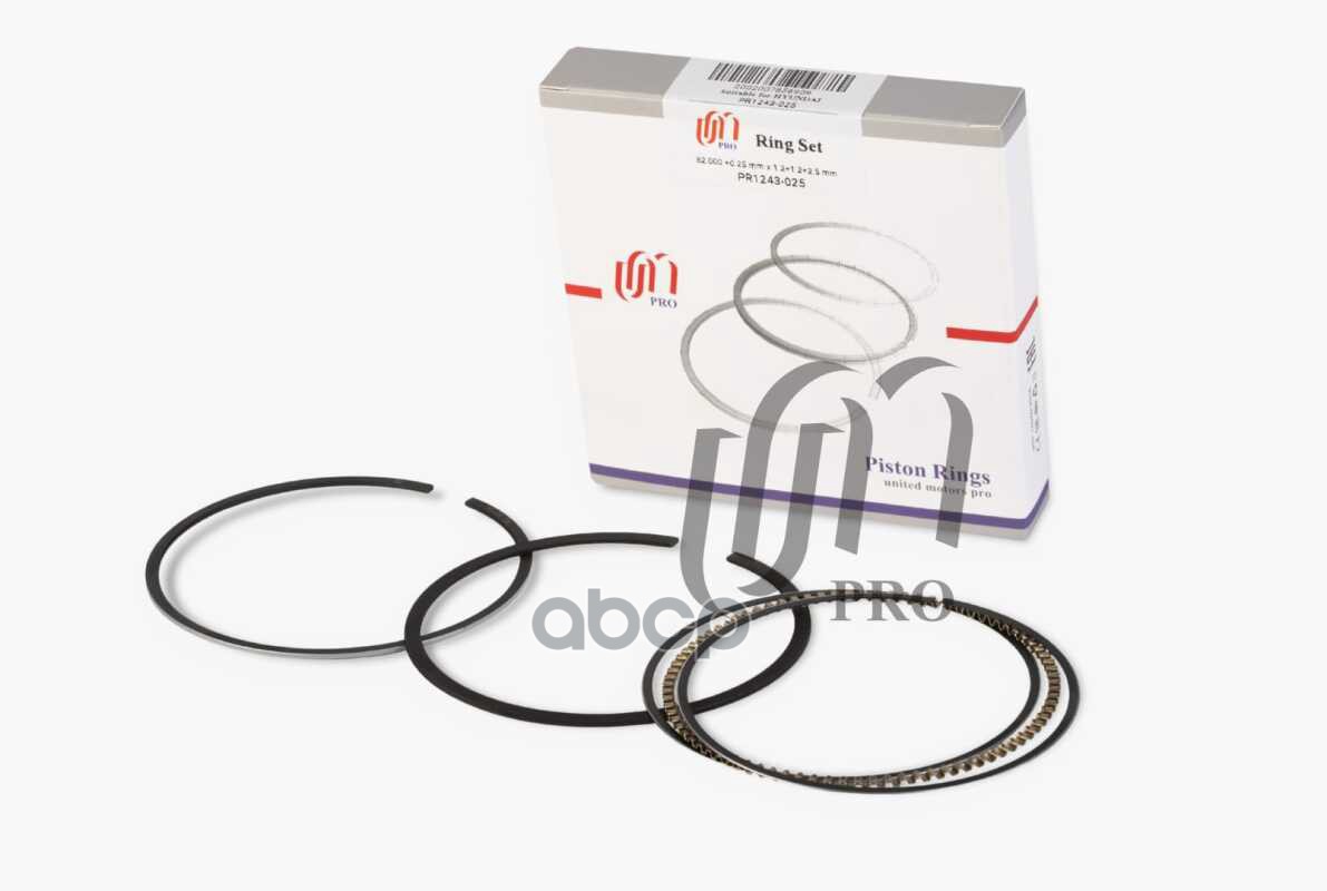 Кольца поршневые 0.25 Hyundai G4GC, G4GF, G4GM d82.0+0.25 1.2-1.2-2.5 на 1 цил. UM United Motors арт. PR1243025