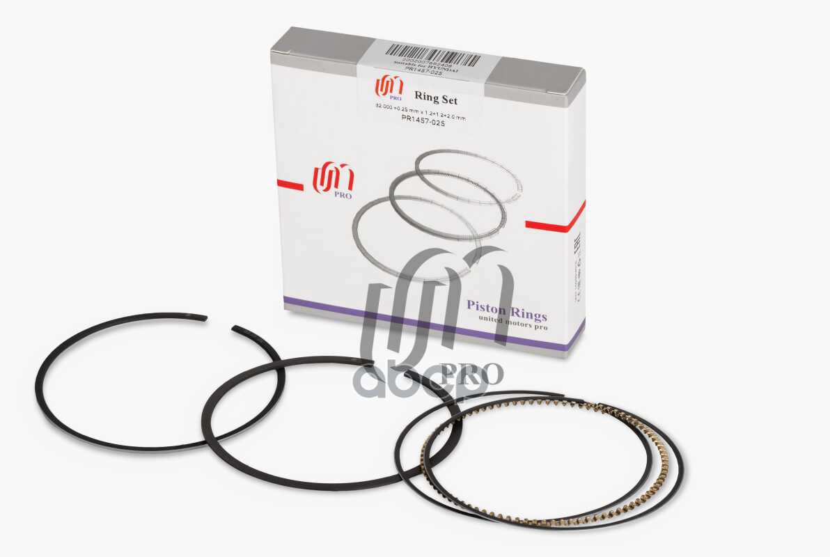 Кольца поршневые 0.25 Hyundai G4GC d82.0+0.25 (1.2-1.2-2.0) (23040-23971) на 1 цил. UM United Motors арт. PR1457025