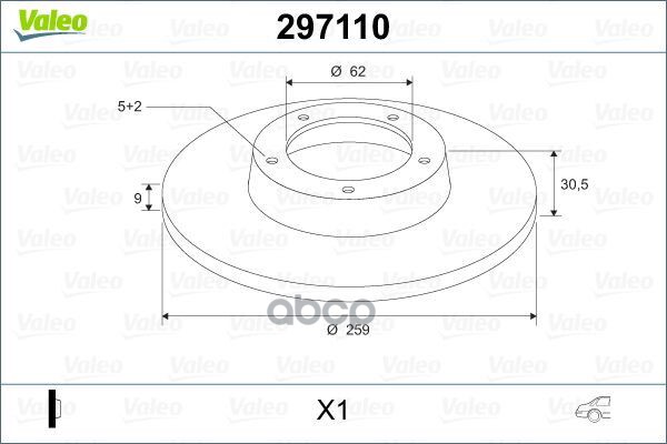 Диск Тормозной Toyota Corolla (_E15_) 07- Зад X1 Valeo арт. 297110