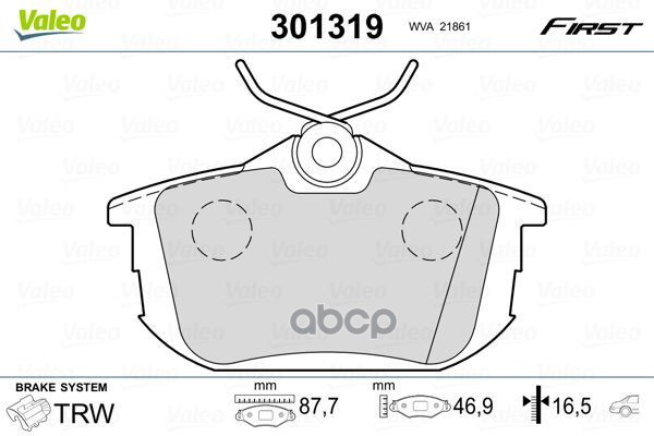Колодки Тормозные Дисковые Valeo арт. 301319