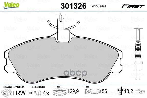 Колодки Тормозные Дисковые Перед Valeo арт. 301326