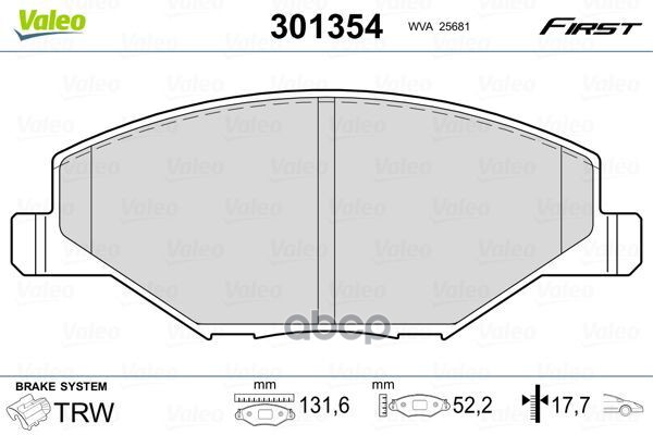 Колодки Тормозные Дисковые Перед Skoda Fabia 06-14, Rapid 1.2-1.6 12-, Vw Polo 1.6 10- Valeo арт. 301354