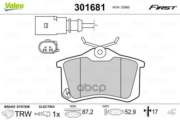 Колодки Тормозные Дисковые Зад Valeo арт. 301681
