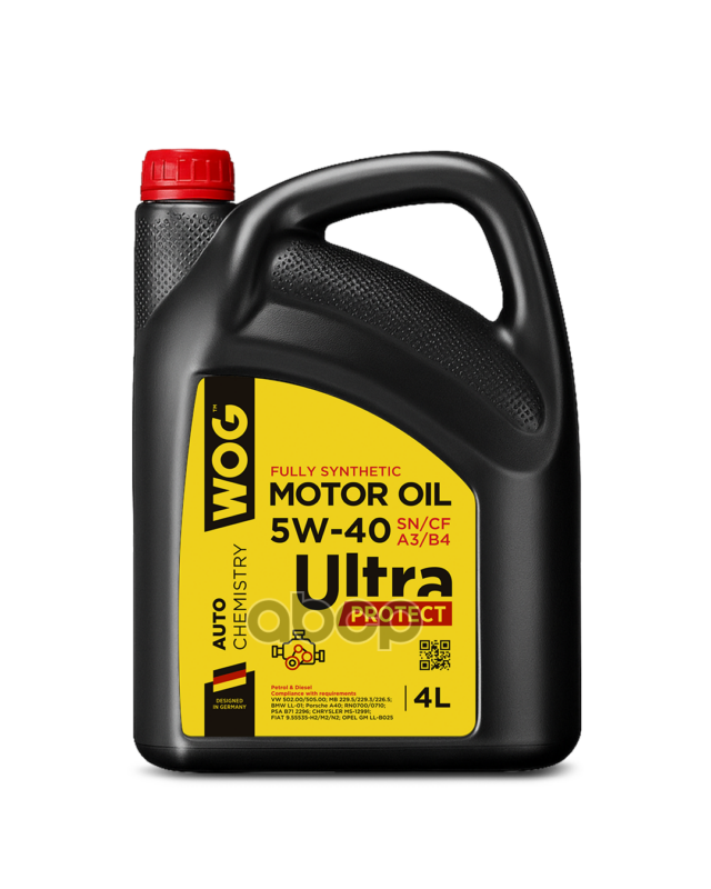 WOG Масло моторное синтетическое ULTRA PROTECT 5W40 SN/CF, A3/B4 4л