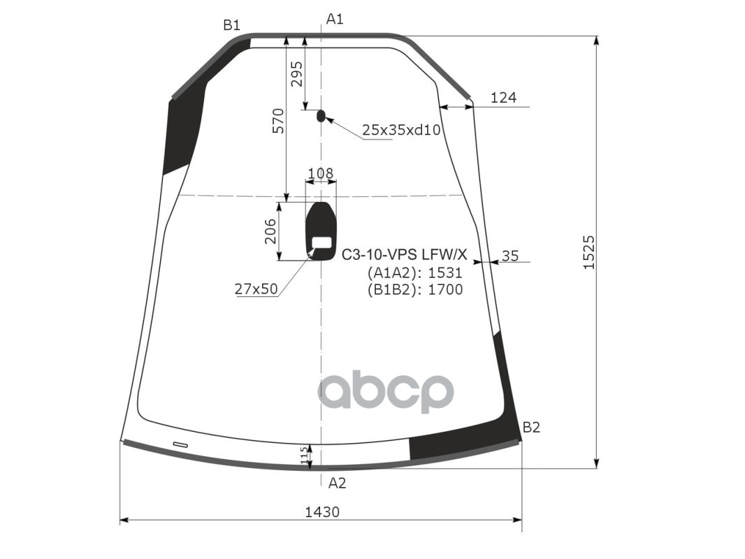 Стекло Лобовое (Датчик Дождя/ Молдинг/ Панорамная Крыша) Citroen C3 09-16 XYG арт. C3-10-VSP LFW/X