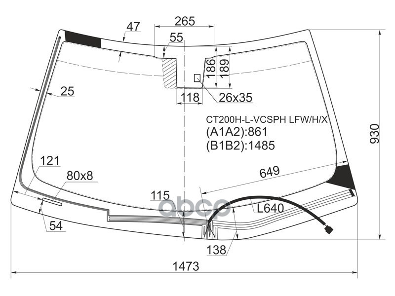 Стекло лобовое (Обогрев щеток/ Датчик дождя) Lexus CT 11- XYG арт. CT200H-L-VCSPH LFW/H/X