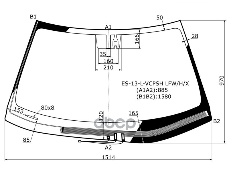 Стекло лобовое (Обогрев щеток/ Датчик дождя) Lexus ES 12-18 XYG арт. ES-13-L-VCPSH LFW/H/X