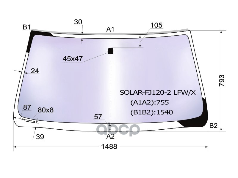 Стекло Лобовое Атермальное Toyota Land Cruiser Prado 3/5D/Lexus Gx470 02-09 (Solar-X Защита От Ультр XYG арт. SOLAR-FJ120-2 L...