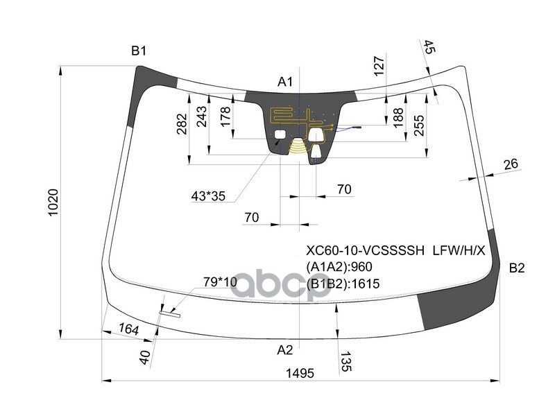Стекло Лобовое (Три Камеры/ Датчик Дождя) Volvo Xc60 08-13 XYG арт. XC60-10-VCSSSSH LFW/H/X