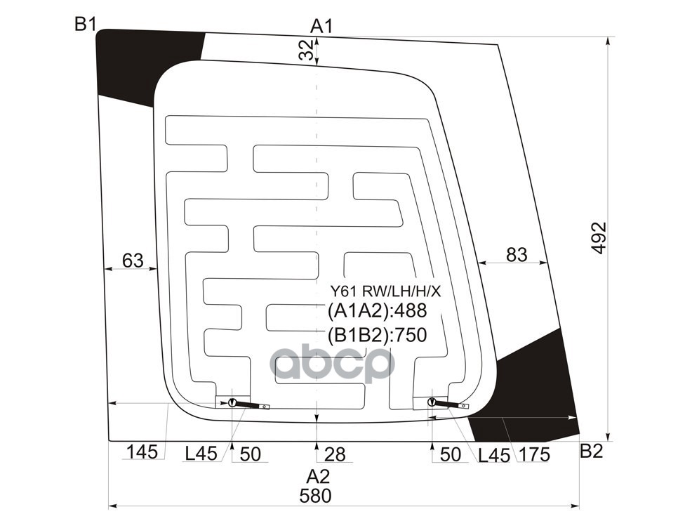 Стекло заднее (Цвет зеленый/ Обогрев/ слева. распашная дверь) Nissan Patrol 97-10 / Safari 97-07 XYG арт. Y61 RW/LH/H/X
