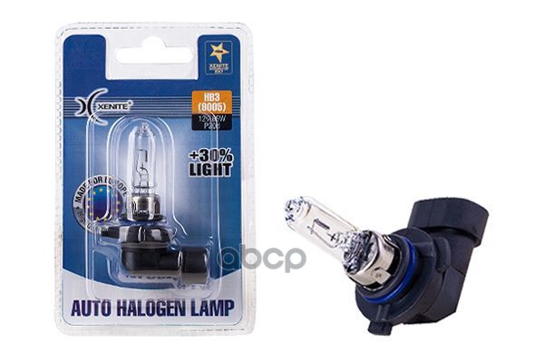 Лампа галогеновая головного света HB3 P20d 3200K +30% 12V 65W Блистер 1шт Xenite арт. 1007084