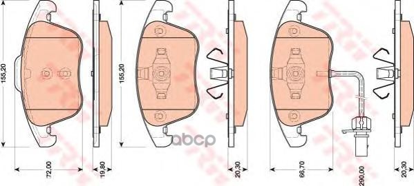 Колодки тормозные  дисковые передние AUDI: A4 (8K2, B8),  1.8 TFSI,  1.8 TFSI quattro,  2.0 TDI,  2. ZF Russia арт. GDB1814ZFR