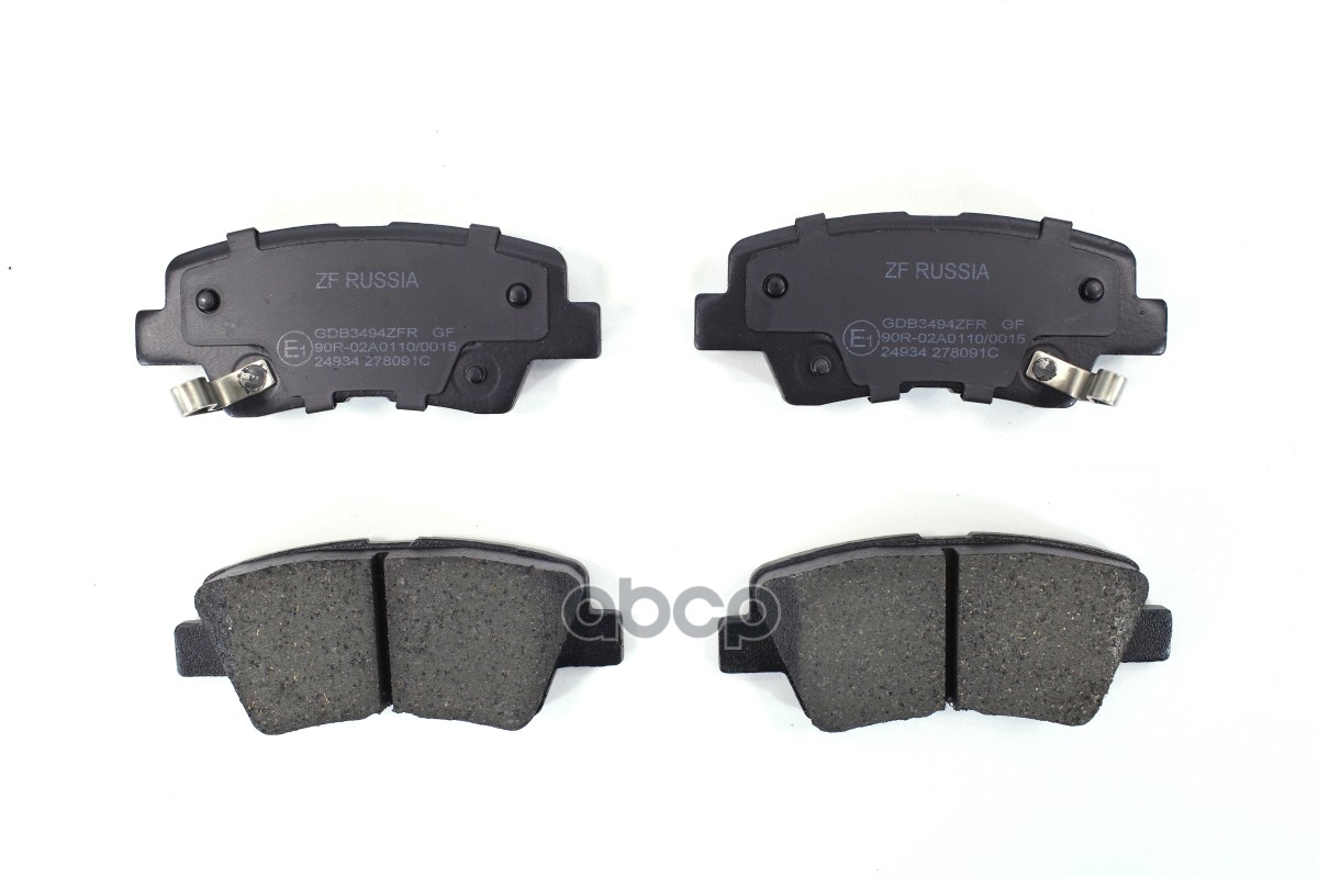 Колодки тормозные дисковые задние HYUNDAI SOLARIS 10-/SONATA V (NF) 05-/KIA SOUL 09- ZF Russia арт. GDB3494ZFR