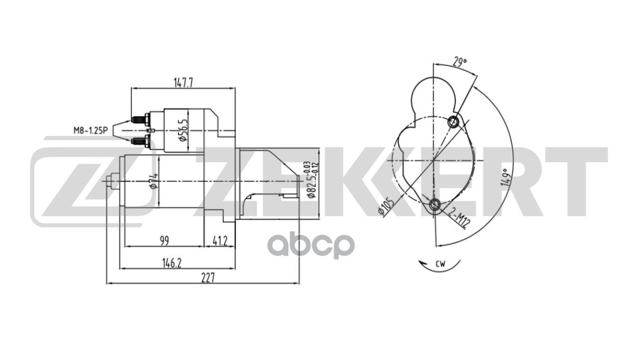 Стартер VW Passat B5 96-  Audi A4 I II 94-  A6 I II 94-  100 III IV 84-  80 II-V 72- Zekkert арт. an-1002
