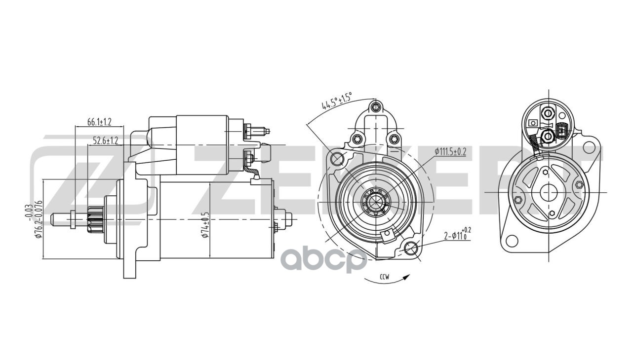 Стартер VW Passat B3 B4 91-  Golf III 92-  Audi A3 98-  Seat Cordoba 96-  Alhambra 96- Zekkert арт. an-1014