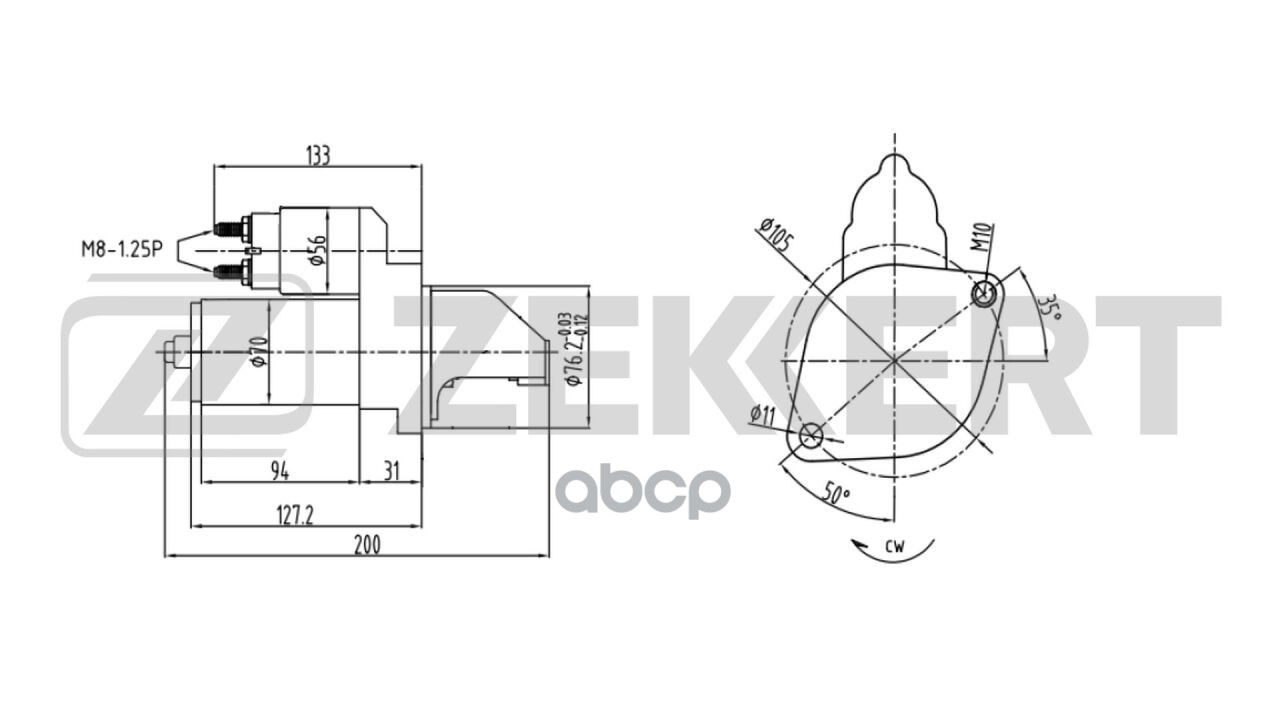 Стартер BMW 5 (E60/61 F07/10) 04-  3 (E90/91/92/93 F30/31/34/80) 04-  7 (E65/66/67 F01/02/03/04) 05- Zekkert арт. an-1021