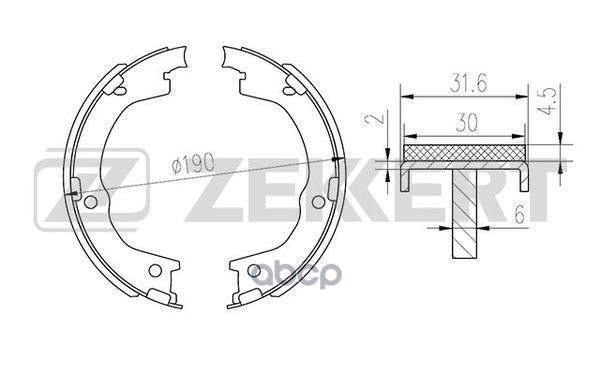 Колодки торм. бараб. задн.  стоян. торм. Hyundai H-1/Starex 01-  Santa Fe II 06- Zekkert арт. bk-4105